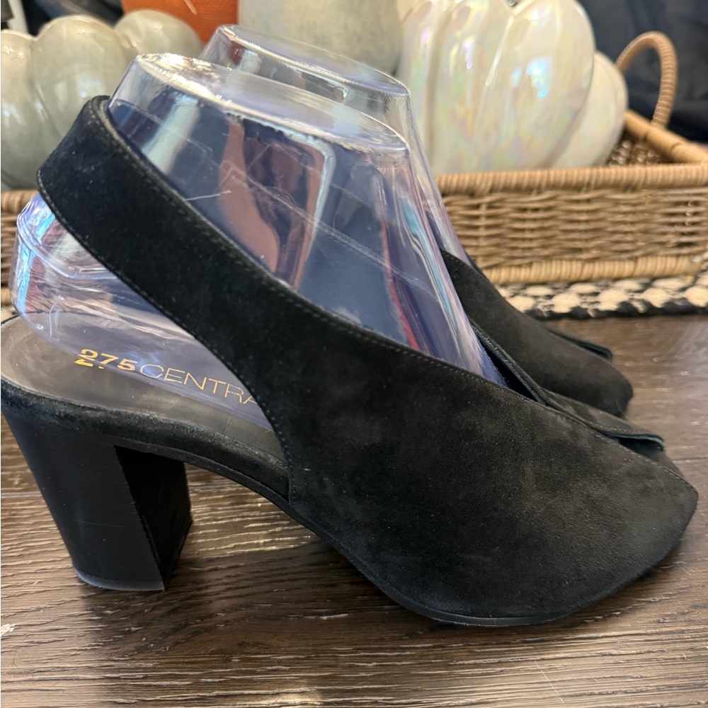275 Central Black Suede Heels made in Italy